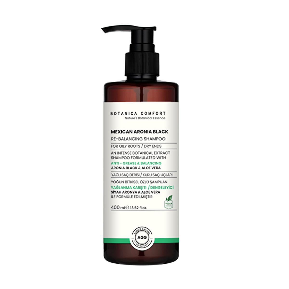 Botanica Comfort Mexican Aronia Black Re-Balancing Shampoo 400ml - Balancing, Natural, and Nourishing for Oily Roots and Dry Ends Botanica Comfort Aronia Shampoo - Balancing & Nourishing balancing shampoo, natural shampoo, aronia shampoo, aloevera shampoo, hair care, oily roots, dry ends, nourishing shampoo, Botanica Comfort, Mexican Aronia Black Re-Balancing Shampoo, 400ml, hair balancing, natural hair care, soothing scalp, moisturizing shampoo