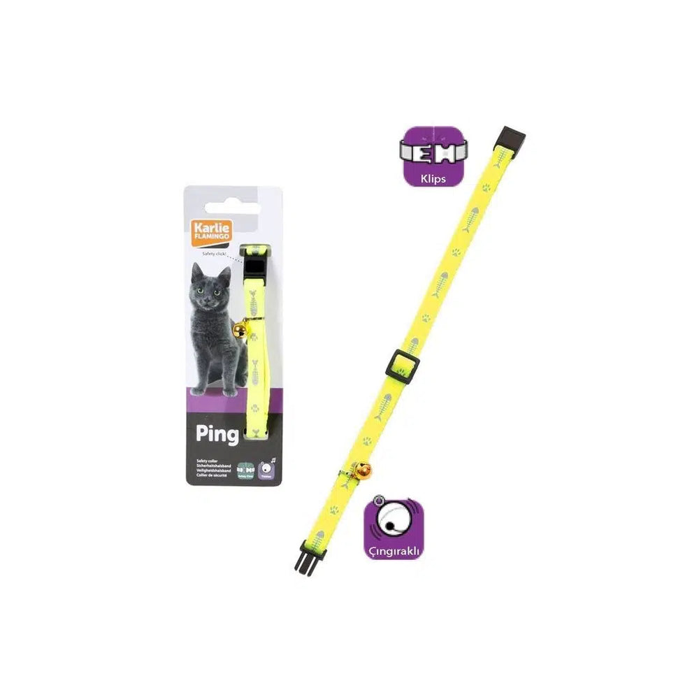 Karlie Yellow Cat Collar with Adjustable Buckle 30 cm
