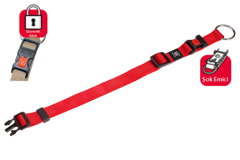 Karlie Nylon Locking Dog Collar Adjustable Red S 30-45 cm