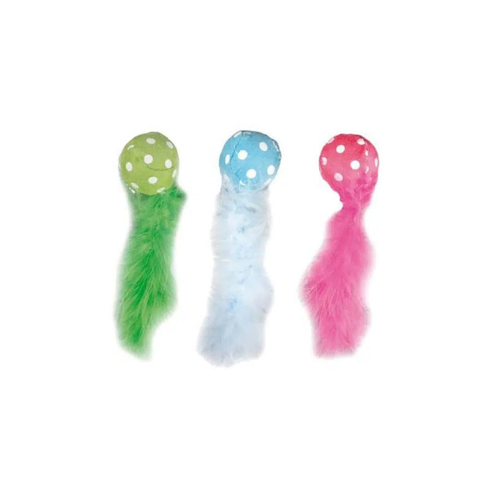 Karlie Plush Feather Ball Cat Toy for Active Play 14 cm