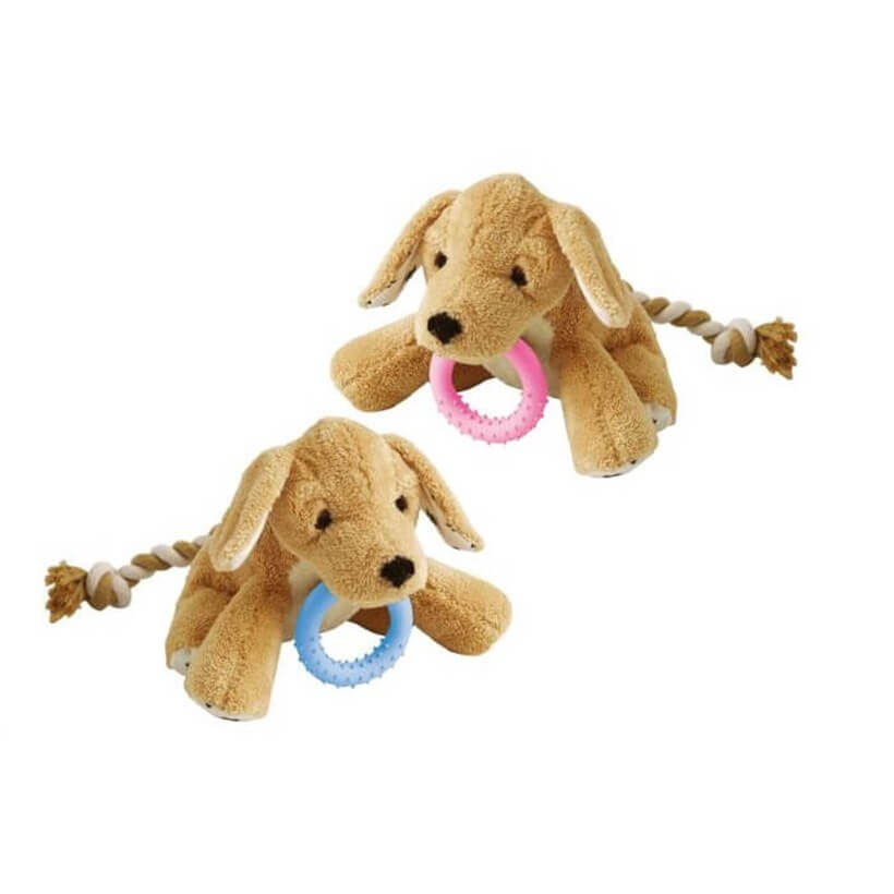 Karlie Puppy Plush Toy with Cotton Dental Rope and Squeaker
