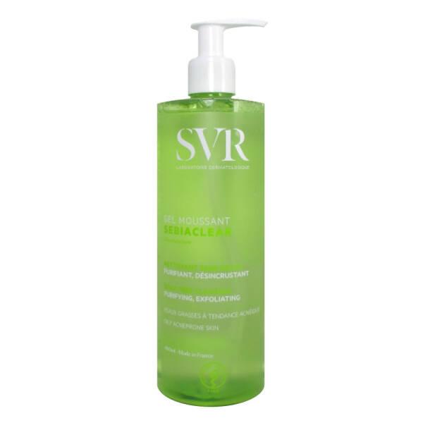 svr sebiaclear foaming gel 400ml bottle, applying svr sebiaclear foaming gel to face SVR Sebiaclear Foaming Gel - Cleansing Gel for Oily Skin | 400ml SVR Sebiaclear Foaming Gel for Oily Skin - 400ml svr, foaming-gel, cleansing-gel, oily-skin, sensitive-skin, facial-cleanser, skincare, acne-control, face-wash, ai-generated