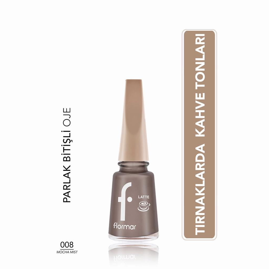 Flormar Glossy High-Pigment Nail Polish in 008 Mocha Mist 8ml