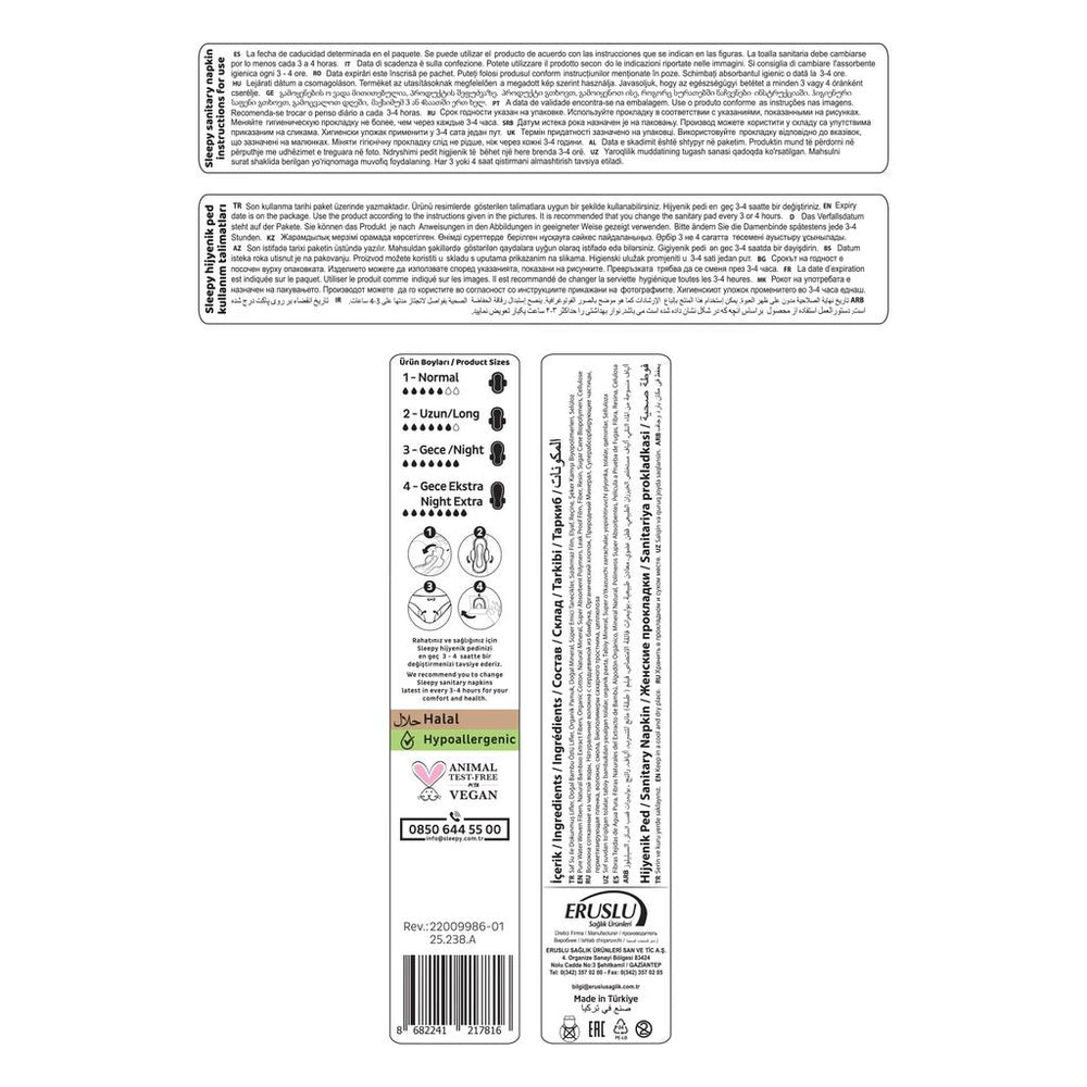 Sleepy Bio Natural Premium Plus+ Night Sanitary Pads 30 Count