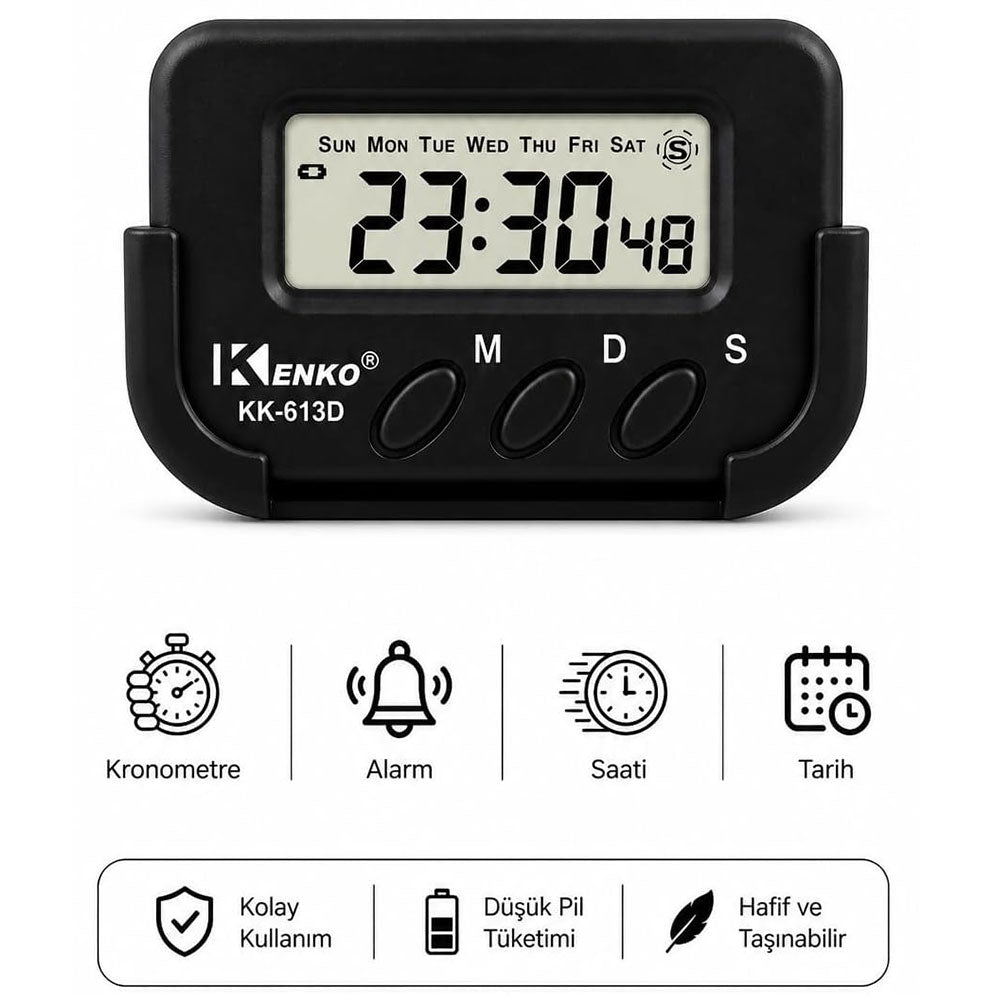 Kenko KK-613D Digital Timer and Desktop Clock with Alarm
