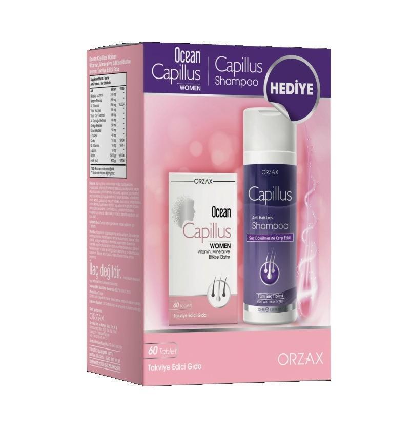 Ocean Capillus Woman 60 Tablet Hair Care Set with Shampoo Gift - Women's Hair Care Tablets - Shampoo