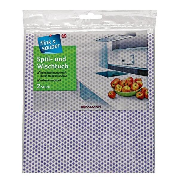 Flink & Sauber Kitchen Cleaning Cloth Set - 2 Pieces, 13.78 x 14.96 inches - Effective & Reusable Flink & Sauber Kitchen Cleaning Cloth - Effective & Reusable kitchen cleaning cloth, dish cleaning cloth, porous cleaning cloth, reusable kitchen cloth, effective cleaning cloth, eco-friendly cleaning, kitchen essentials, cleaning solutions, home cleaning, Flink & Sauber, textile cleaning cloth, kitchen cleaning tools