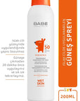 babe pediatric transparent sunscreen bottle, application of babe sunscreen on child's skin Babe Pediatric Transparent Sunscreen - SPF 50+ | 200 ml Babe Pediatric Sunscreen SPF 50+ | Kids Wet Skin babe, pediatric-sunscreen, spf-50, kids-sunscreen, wet-skin-sunscreen, sensitive-skin, aloe-vera, vitamin-e, sun-protection, ai-generated