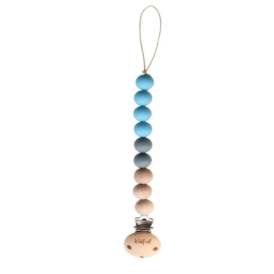 Kidful Sky Silicone and Beechwood Pacifier Clip 1 pc