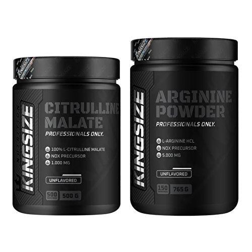 Kingsize Nutrition Citrulline Malate Powder 500 Gr + Arginine Powder 765 Gr Combination