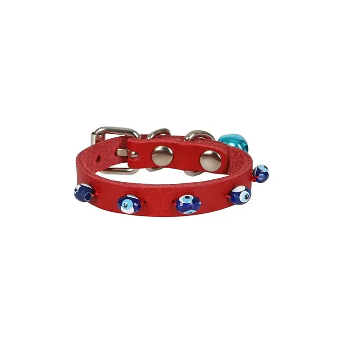 Cattie Beaded Leather Cat Collar Durable Stylish Accessory Medium