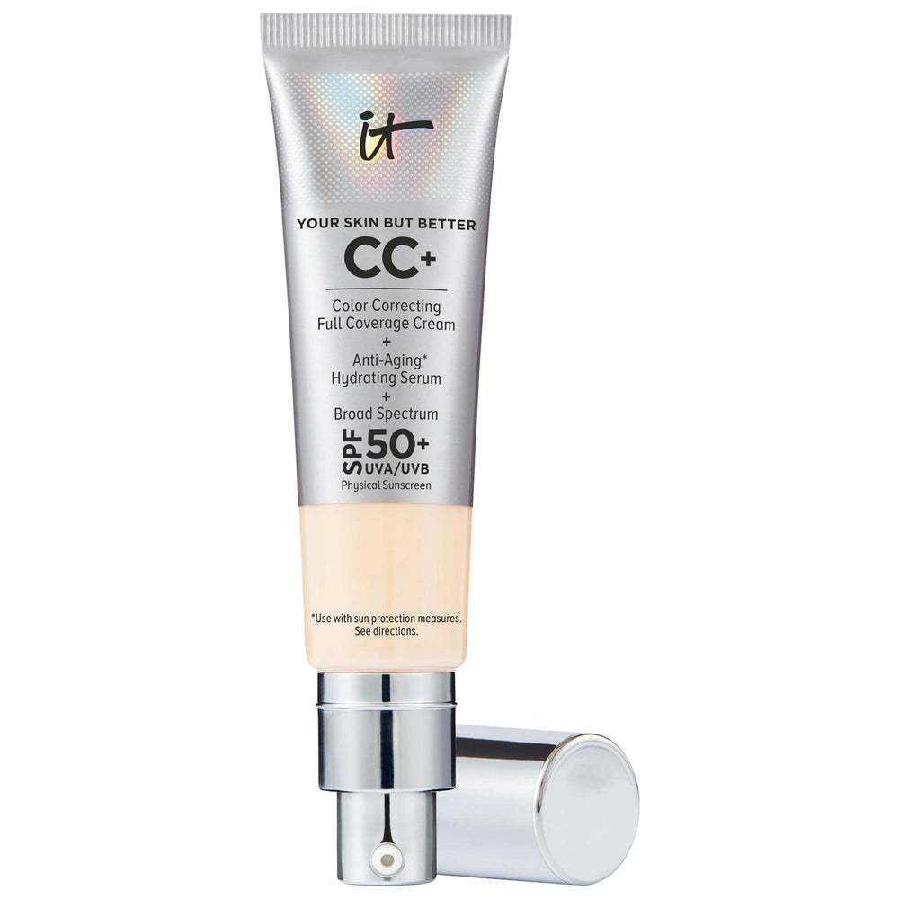 IT Cosmetics CC+ Cream Full Coverage Foundation SPF 50+: Hydrating, Anti-Aging, Color Correcting - Conceals Redness, Acne & Dark Circles IT Cosmetics CC+ Cream SPF 50: Full Coverage Foundation & Color Corrector CC Cream Foundation, Full Coverage Foundation, SPF 50+ Foundation, Color Correcting Cream, Hydrating Foundation, Anti-Aging Foundation, Foundation for Acne Scars, Foundation for Redness, Hyaluronic Acid Foundation, Niacinamide Foundation, makeup, face makeup, foundation makeup, full coverage, spf 50,