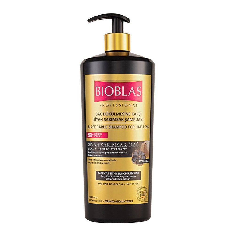 Bioblas Professional Black Garlic Shampoo for Hair Loss - 33.81 fl oz Nourishing Daily Use - Shampoo