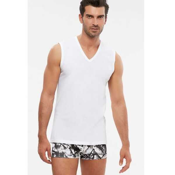 Kom Nobre Men's White Undershirt Soft Cotton Tank Top