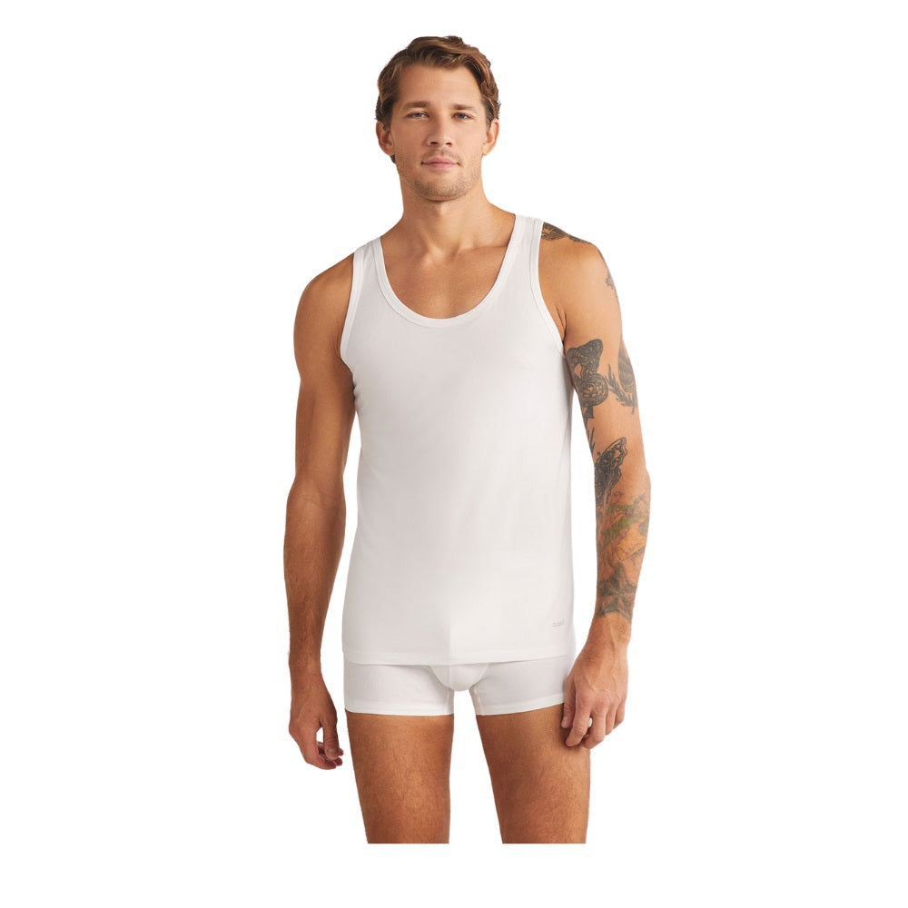 Kom Scott Men's White Undershirts Soft Cotton 2-Pack