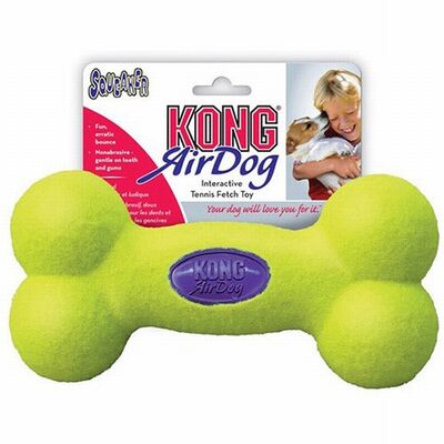 Kong AirDog Squeaker Bone Durable Tennis Toy Small 11.5cm