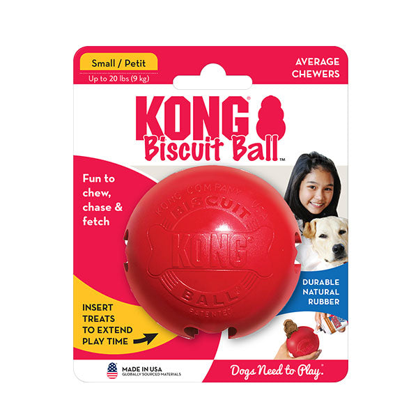 KONG Biscuit Ball Durable Rubber Snack Dispenser Toy Small