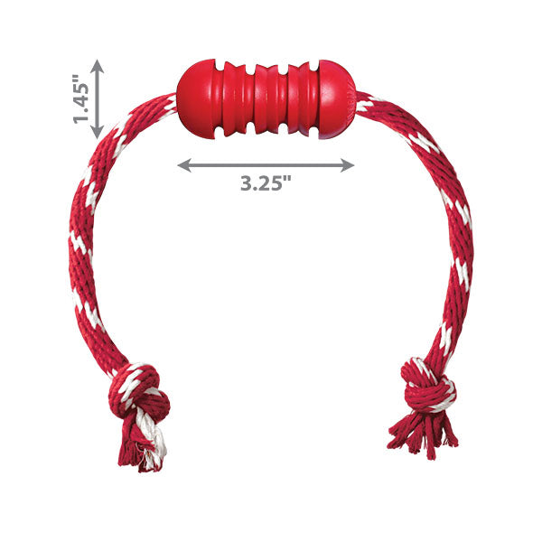 KONG Dental Rubber Dog Toy with Rope for Oral Care Small
