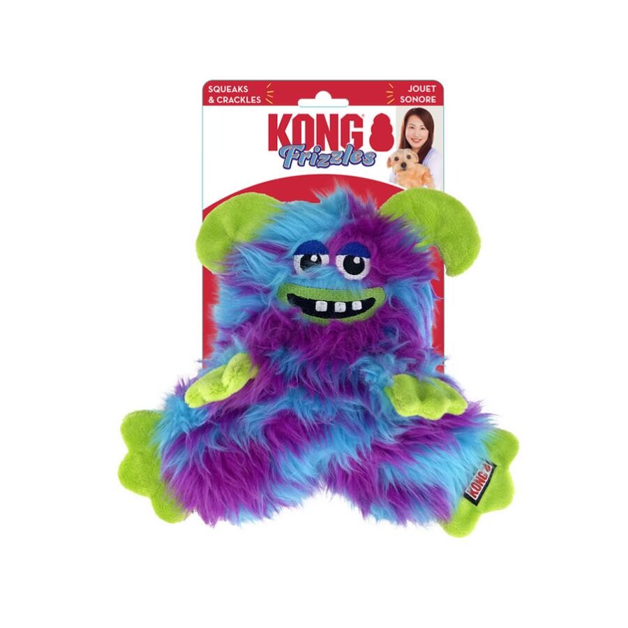 KONG Frizzles Monster Squeaky Plush Dog Toy Medium