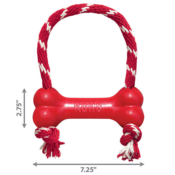 KONG Goodie Bone with Rope Durable Rubber Dog Toy Medium