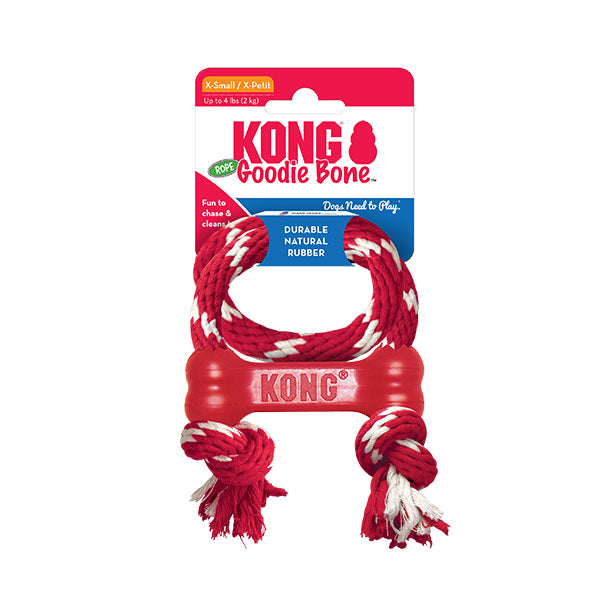 KONG Goodie Bone with Rope Durable Rubber Dog Toy Medium
