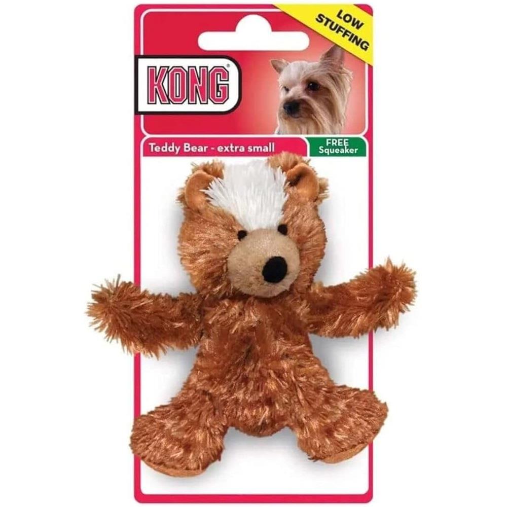 KONG Plush Noys Bear Squeaky Dog Toy for Small Breeds XS
