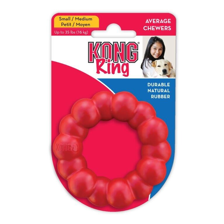 Kong Ring Dog Chew Toy Durable Natural Rubber S-M 8.5cm