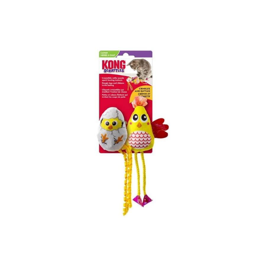 KONG Scrattles Chicken Plush Cat Toy with Catnip 2-Pack