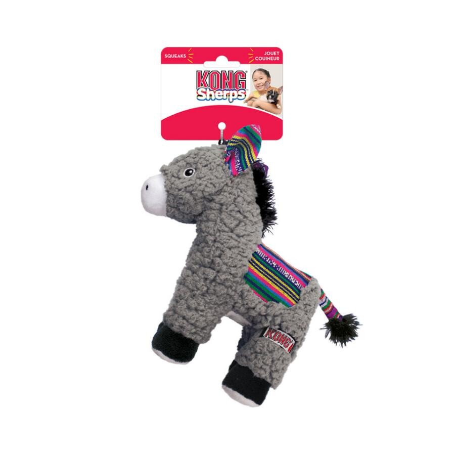 KONG Sherps Donkey Plush Dog Toy Durable Squeaker Medium