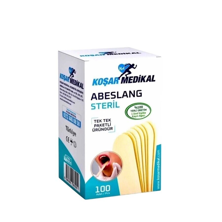 Kosar Medikal Sterile Tongue Depressors Single Use 100 Count