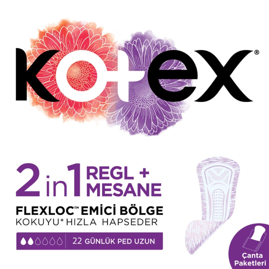 Kotex 2in1 Period and Bladder Daily Liners 22 Count