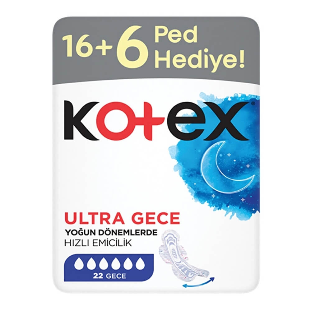 Kotex Ultra Night Sanitary Pads for Secure Comfort 22 Count