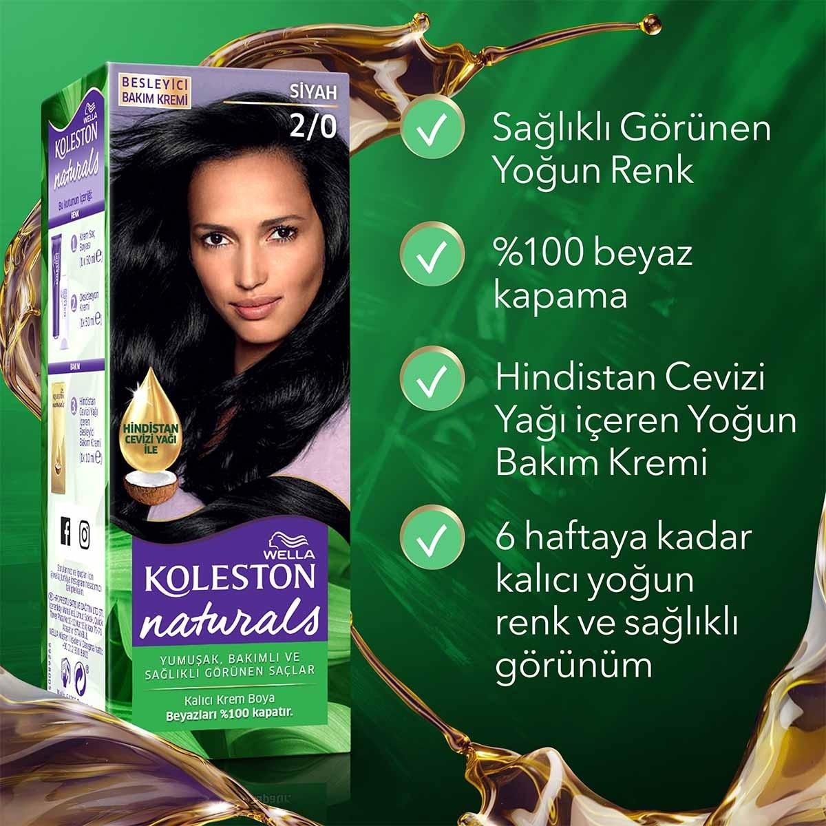 Wella Koleston Naturals 2/0 Intense Black Hair Dye: Long Lasting Color & Perfect Grey Coverage with Coconut Oil Wella Koleston Black Hair Dye: Grey Coverage & Coconut Oil black hair dye, hair color, grey coverage hair dye, long lasting hair color, Wella Koleston Naturals, at home hair dye, hair dye with coconut oil, permanent hair dye, hair color for grey hair, hair dye, hair coloring, grey hair solution, coconut oil hair treatment, at-home color, beauty, personal care, intense black, hair care, grey covera