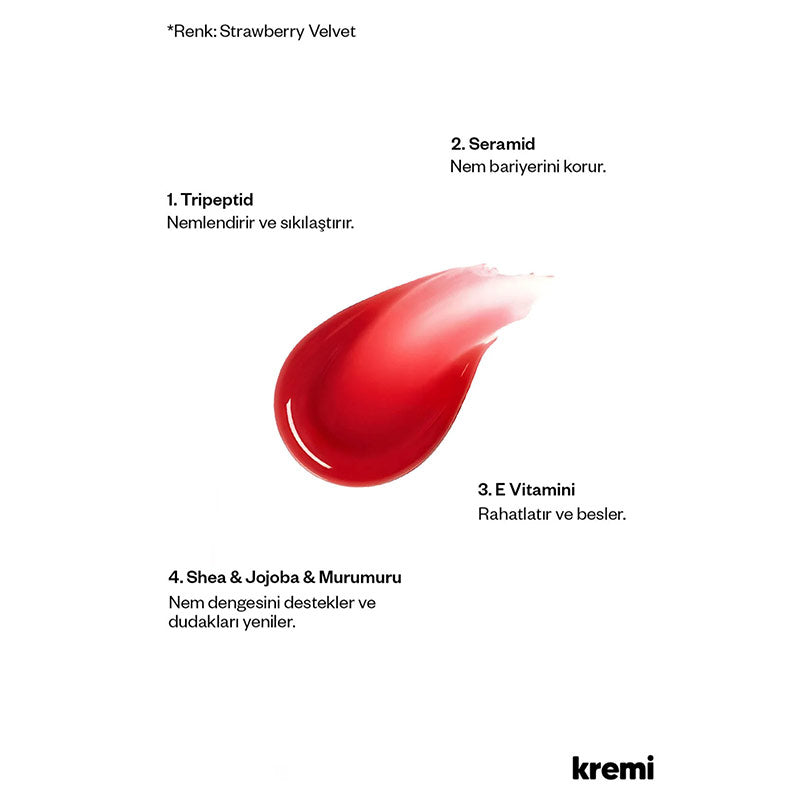 Kremi Lip Vitamin Balm Strawberry Velvet Hydrating Gloss 13 ml