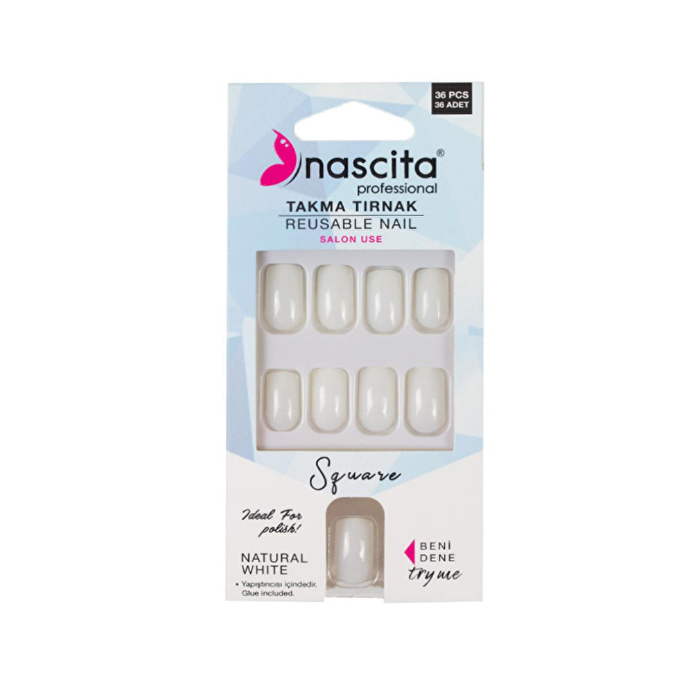 Nascita 36 Piece Artificial Square-Shaped Nail Tips for DIY Nail Application - Reusable Temporary Nail - Hair Accessories