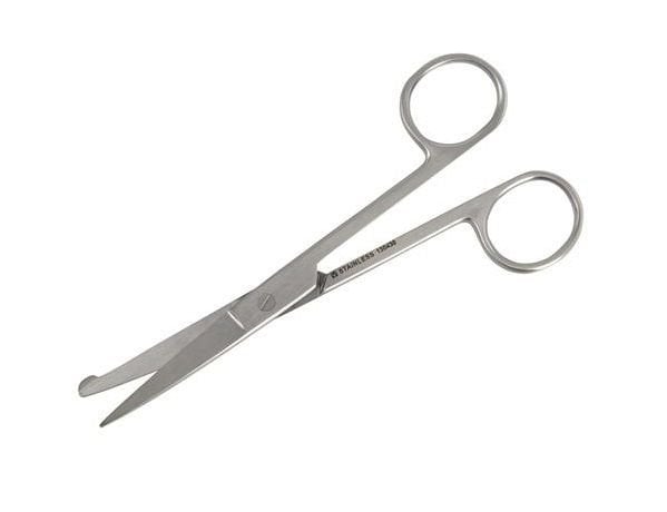 Kruuse 14cm Straight Veterinary Scissors with One Button Tip