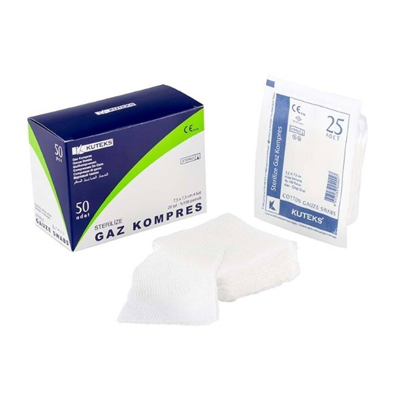 Kuteks Sterile Gauze Compress Eco 7.5 x 7.5 cm 50 Count