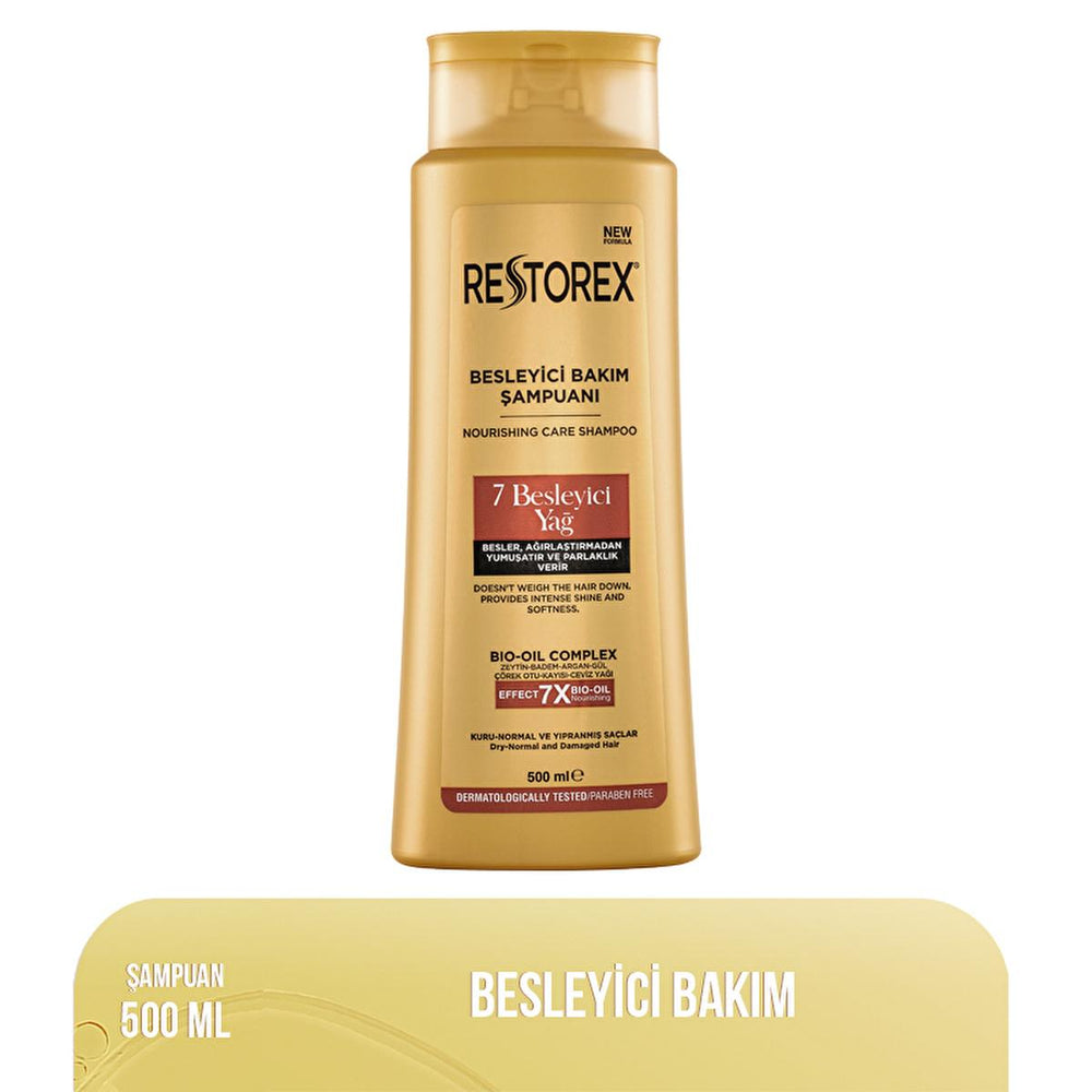 Restorex Nourishing Shampoo with 7 Oils - Moisturizing Shampoo for Dry, Damaged Hair - 500ml - Shampoo