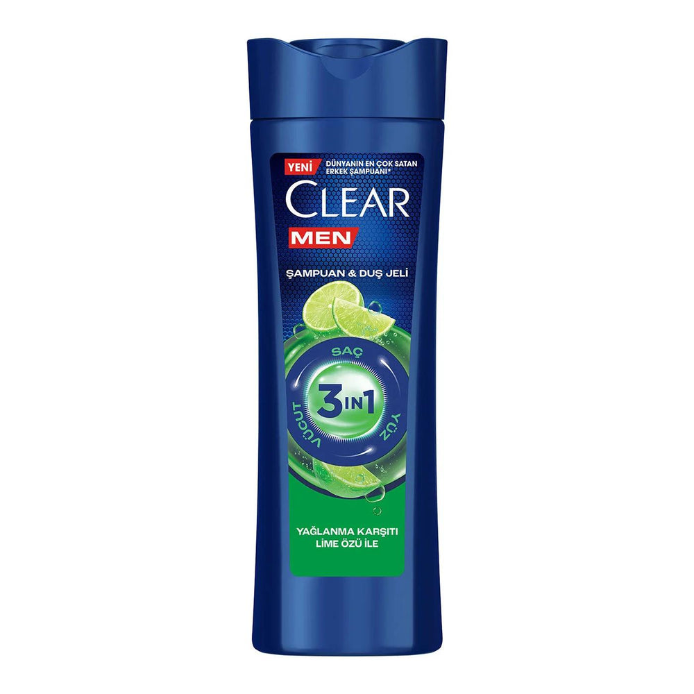 Clear Men 3-in-1 Anti-Grease Lime Shampoo & Body Wash 350ml