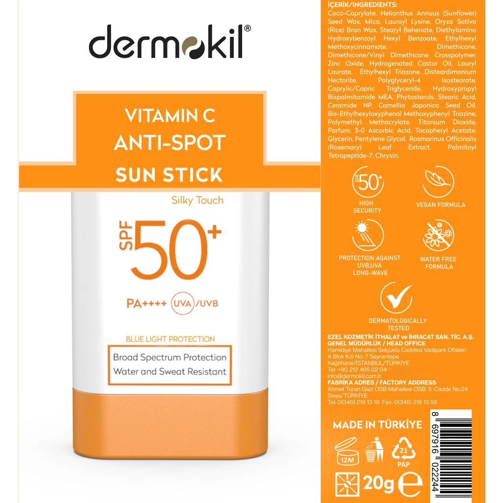 Dermokil Vitamin C Sunscreen Stick SPF 50+ for Brightening 20g