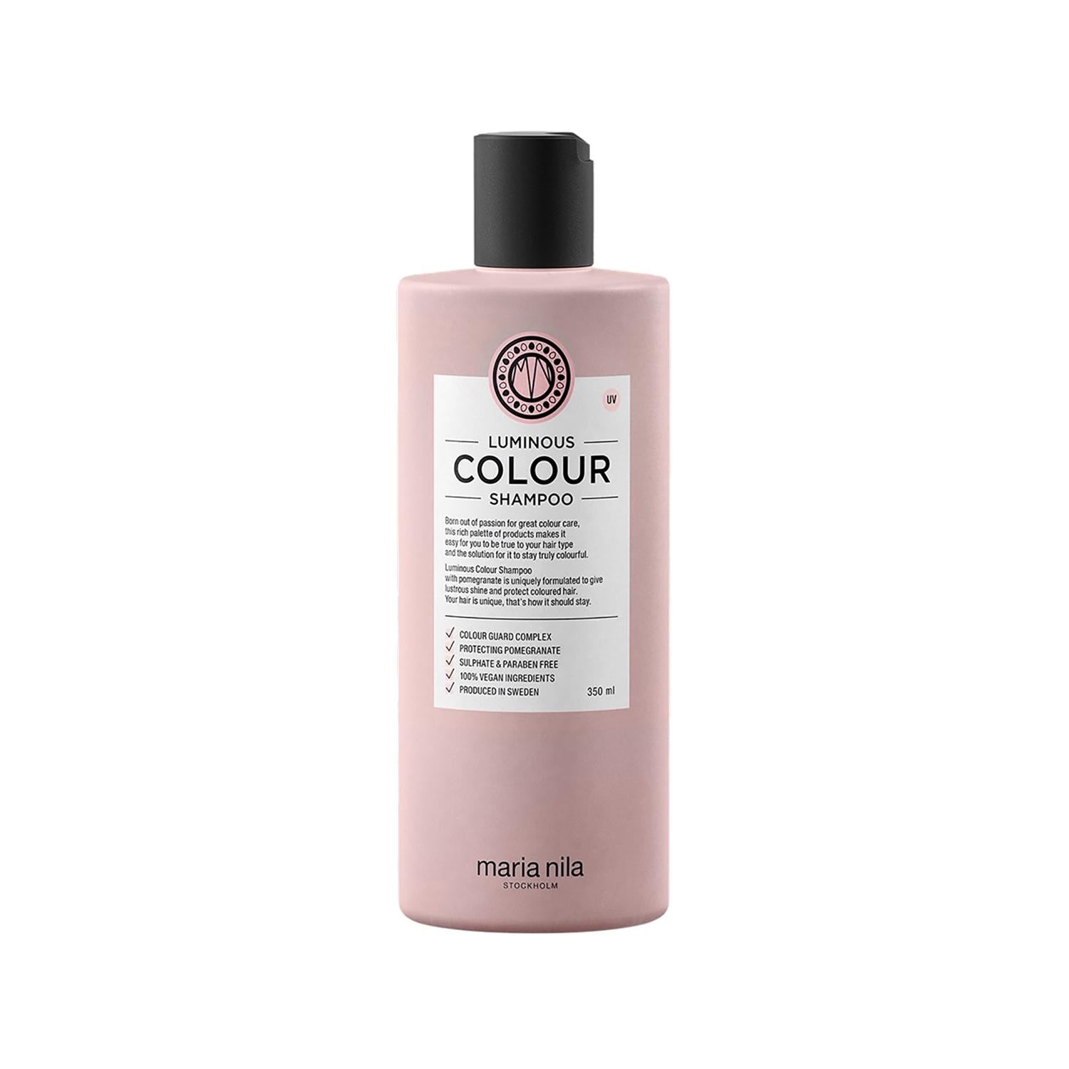 Maria Nila Luminous Color Sulfate-Free Shampoo for Colored Hair - 350ml, Gentle Color Protection Maria Nila Sulfate-Free Shampoo for Colored Hair Sulfate-free shampoo, Color protection shampoo, Maria Nila Luminous Color, Renk Koruma Şampuanı, Colored hair care products, Gentle hair care, Color-treated hair, Hair color preservation, Sulfate-free hair care, Maria Nila, Hair care for colored hair, Vibrant hair color, Healthy hair care