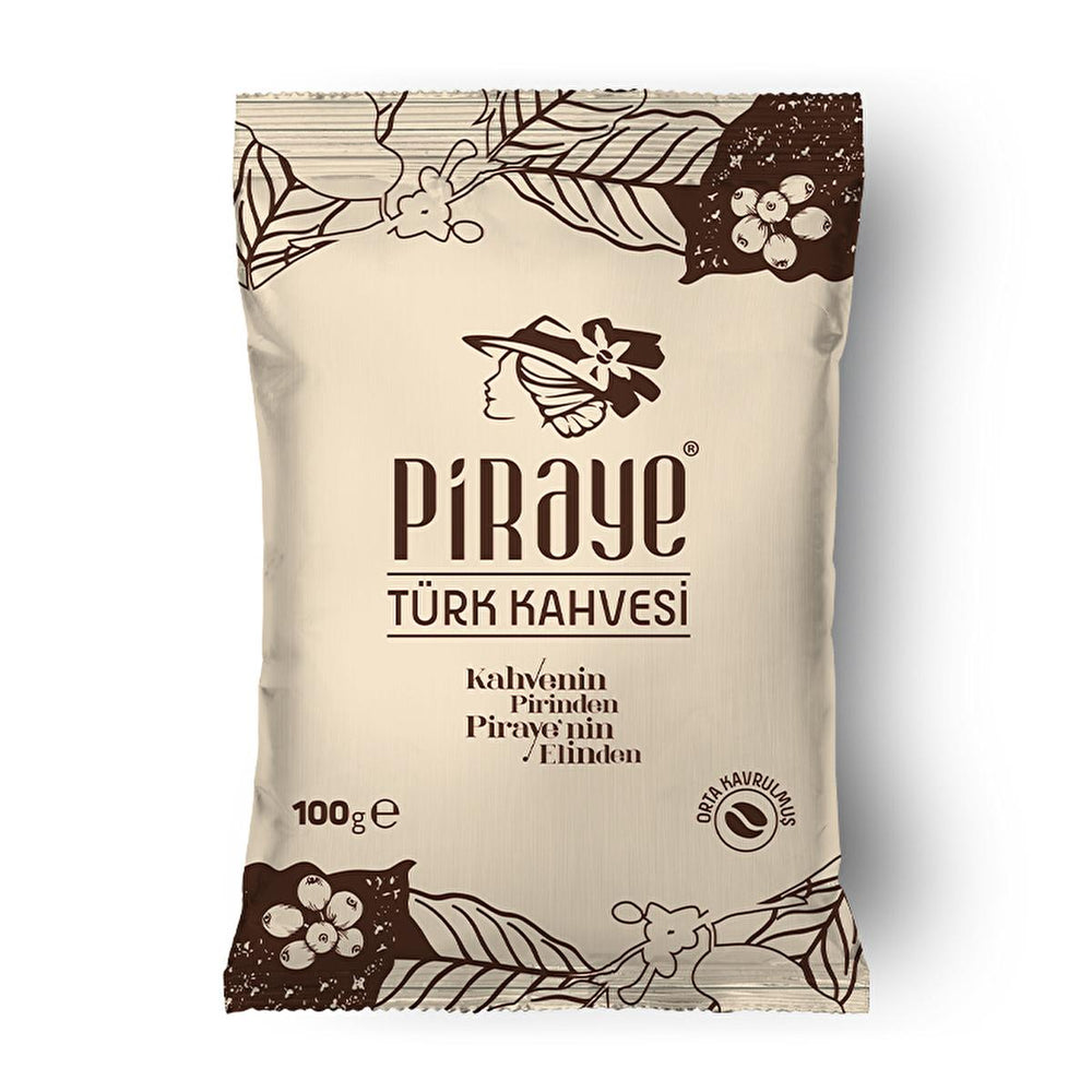 Piraye Turkish Coffee, 100g - Medium Roast, Specialty Coffee Beans for Traditional Brewing - Food & Candy