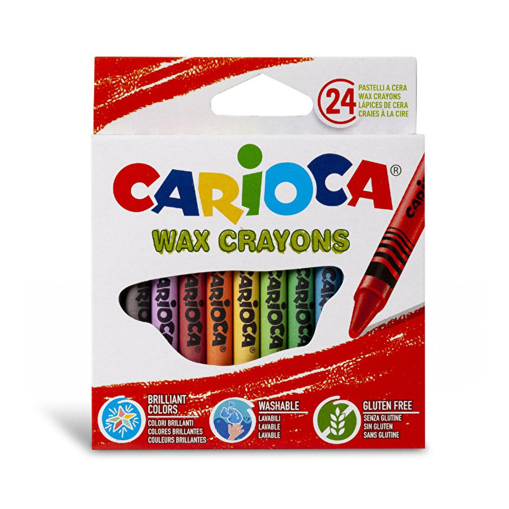 Carioca Washable Wax Crayons for Kids - 12 Vibrant Pastel Colors, 8mm Tip Size