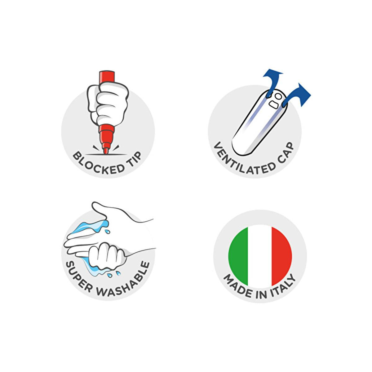Carioca Washable Markers or Coloring Pens - 50 Unit Pack - Italy Made Carioca Washable Markers - 50 Unit Pack washable markers, coloring pens for children, Italy-made art supplies, bulk art supplies, safe coloring tools, art supplies, children's coloring, classroom essentials, washable ink, ventilated cap, fine tip markers