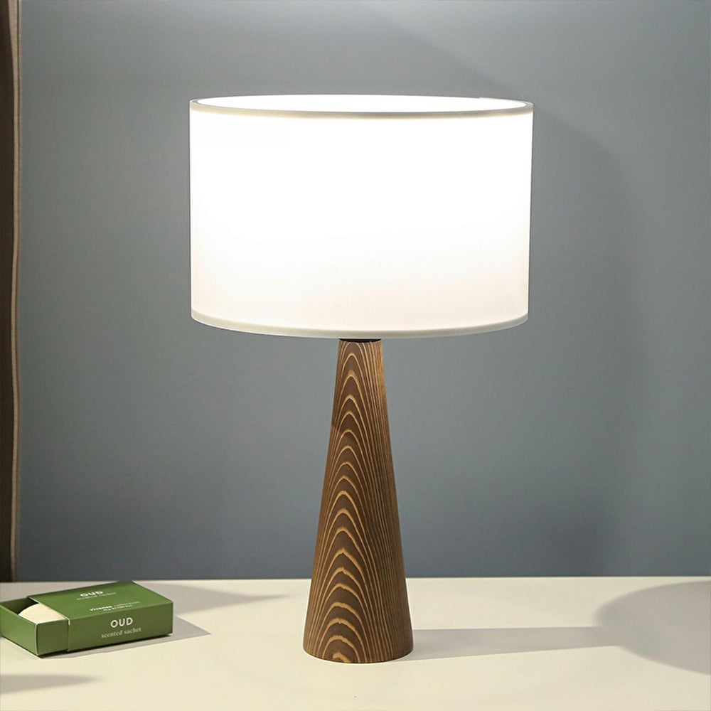 Homing Lucca Fabric Table Lamp Shade - Wooden Body, Soft Lighting, E27 Socket - view 2