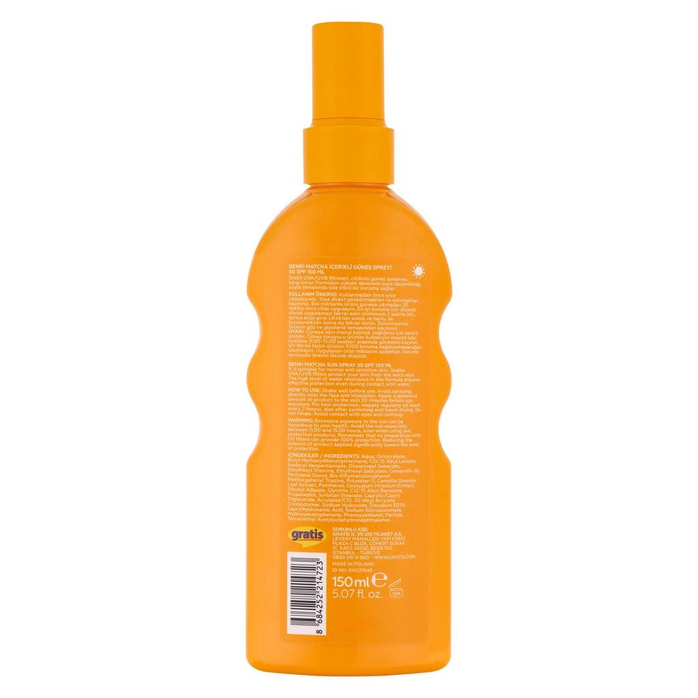 Benri Matcha SPF 50 Sunscreen Spray with Green Tea 150 ml