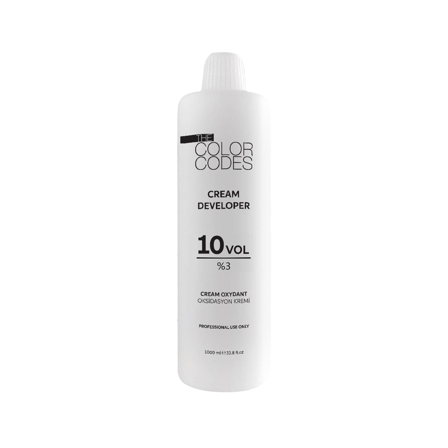 The Color Codes 10 Vol. Cream Hair Dye Developer: Gentle Color, Minimal Damage, Professional Quality, 1000ml The Color Codes 10 Vol Hair Dye Developer - Gentle, Vibrant Color hair dye developer, 10 vol developer, cream developer, hair color oxidant, %3 oksidan, hair dye activator, low volume developer, 1000ml developer, professional hair dye, hair bleaching product, hair color, hair dye, oxidant, hair bleach, developer, cream oxidant, gentle hair dye, low damage hair dye, home hair color, salon hair color, 
