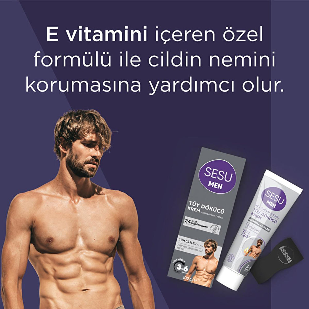 Sesu Men's Hair Removal Cream for Sensitive Skin - 3-6 Minute Quick Hair Removal, Dermatologically Tested, Vitamin - view 5