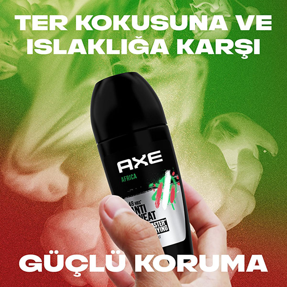Axe Men's 48-Hour Protection Roll-On Deodorant with Africa Fragrance - Long Lasting Anti-Perspirant for Men Axe Men's 48-Hour Roll-On Deodorant - Africa Fragrance men's roll-on deodorant, 48-hour sweat protection, Axe Africa fragrance, long-lasting deodorant, male grooming products, anti-perspirant, personal care, hygiene products, vanilya fragrance, mandalina notes, quick drying deodorant