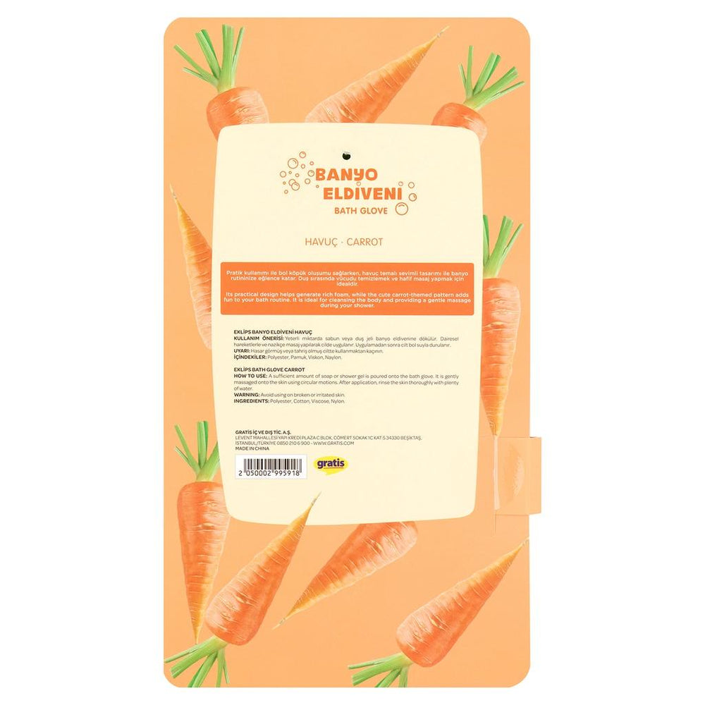 Eklips Carrot Bath Mitt for Gentle Exfoliation 1 pc